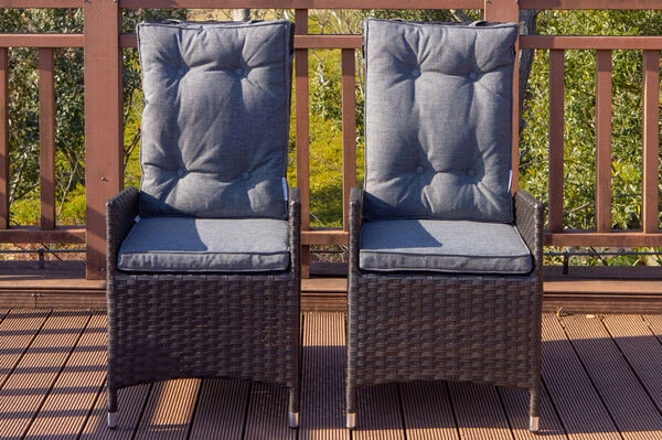 OUTFLEXX 2er Set Dining Sessel, Braun, Polyrattan, Je 55 X 65 X 112 Cm, Rücken Stufenlos Verstellbar 5 OUTFLEXX 2er Set Dining Sessel, Braun, Polyrattan, Je 55 X 65 X 112 Cm, Rücken Stufenlos Verstellbar – Bild 3