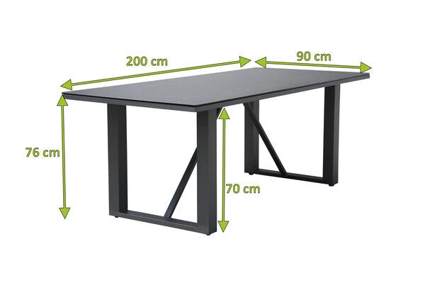OUTFLEXX Esstisch, Anthrazit, Aluminium, Glaskeramik, 200x90 Cm 5 OUTFLEXX Esstisch, Anthrazit, Aluminium, Glaskeramik, 200x90 Cm – Bild 3