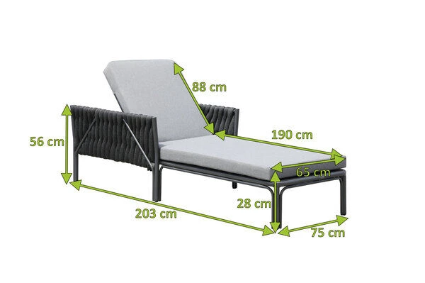 OUTFLEXX Mermaid Loungeliege, Anthrazit, Aluminium/XL Rope, 75x56x65 Cm, Inkl. Polster 6 OUTFLEXX Mermaid Loungeliege, Anthrazit, Aluminium/XL Rope, 75x56x65 Cm, Inkl. Polster – Bild 4