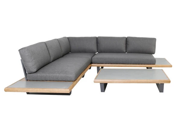 OUTFLEXX Ecklounge, Anthrazit/stone Grey, Aluminium/Akazie In Teakoptik, Für 5 Personen, Inkl. Polster 6 OUTFLEXX Ecklounge, Anthrazit/stone Grey, Aluminium/Akazie In Teakoptik, Für 5 Personen, Inkl. Polster – Bild 4