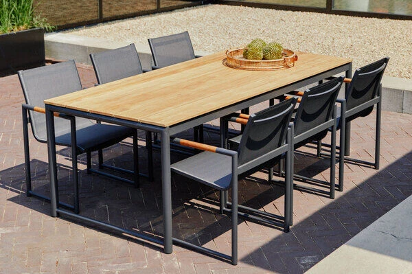 HARTMAN Fontaine Diningsessel, Anthrazit/schwarz, Alu/Teak, 63x59x86cm, FSC-Teak Armlehnen 4 HARTMAN Fontaine Diningsessel, Anthrazit/schwarz, Alu/Teak, 63x59x86cm, FSC-Teak Armlehnen – Bild 2