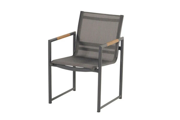 HARTMAN Fontaine Diningsessel, Anthrazit/schwarz, Alu/Teak, 63x59x86cm, FSC-Teak Armlehnen 3 HARTMAN Fontaine Diningsessel, Anthrazit/schwarz, Alu/Teak, 63x59x86cm, FSC-Teak Armlehnen