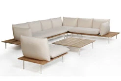 OUTFLEXX Vail Loungemöbel, Weiß/natur/actionlinen, Alu/FSC-Teakholz/Sunbrella, Für Bis Zu 7 Personen, Seitenablagen Aus Teak -Ausgewählte Gartenmöbelgeschäfte 22547 2.jpg