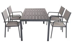VILLANA Esstischgarnitur, Anthrazit/grau, Alu/Holzimitat/Textil, Tisch 150x90cm, 4 Stapelsessel -Ausgewählte Gartenmöbelgeschäfte 22579 08.jpg