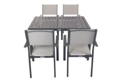 VILLANA Esstischgruppe, Anthrazit/grau, Alu/Textilene, Tisch 130/180x90cm, 4 Stapelsessel -Ausgewählte Gartenmöbelgeschäfte 22585 07.jpg