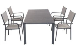 VILLANA Esstischgruppe, Anthrazit/grau, Alu/Textilene, Tisch 130/180x90cm, 4 Stapelsessel -Ausgewählte Gartenmöbelgeschäfte 22585 08.jpg