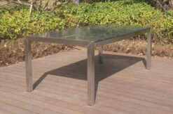 OUTFLEXX Esstischgarnitur, Silber/schwarz, Edelstahl/Granit/Textil, 200x100 Cm, 6 Stühle, Padded, Teakarmlehnen -Ausgewählte Gartenmöbelgeschäfte 22767 02.JPG