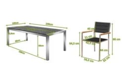 OUTFLEXX Esstischgarnitur, Silber/schwarz, Edelstahl/Granit/Textil, 200x100 Cm, 6 Stühle, Padded, Teakarmlehnen -Ausgewählte Gartenmöbelgeschäfte 22767 05.JPG