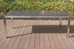 OUTFLEXX Esstischgarnitur, Silber/schwarz, Edelstahl/Granit/Textil, 200x100 Cm, 6 Stühle, Padded, Teakarmlehnen -Ausgewählte Gartenmöbelgeschäfte 22767 06.JPG