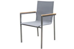 OUTFLEXX Esstischgarnitur, Silber/taupe, Edelstahl/Granit/Textil, 200x100 Cm, 4 Stapelsessel, 2 Multipos, Armlehnen Aus FSC-Teak -Ausgewählte Gartenmöbelgeschäfte 22776 04.jpg