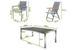 OUTFLEXX Esstischgarnitur, Silber/taupe, Edelstahl/Granit/Textil, 200x100 Cm, 4 Stapelsessel, 2 Multipos, Armlehnen Aus FSC-Teak -Ausgewählte Gartenmöbelgeschäfte 22776 05.jpg