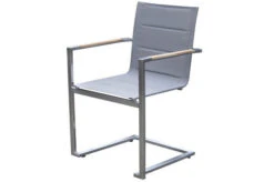 OUTFLEXX Esstischgarnitur, Silber, Edelstahl/Granit/Textilene, 200x100 Cm, 6 Freischwinger, Padded, Armlehnen Aus FSC-Teak -Ausgewählte Gartenmöbelgeschäfte 22789 03.jpg