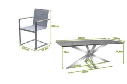 OUTFLEXX Esstischgarnitur, Silber, Edelstahl/Granit/Textilene, 200x100 Cm, 6 Freischwinger, Padded, Armlehnen Aus FSC-Teak -Ausgewählte Gartenmöbelgeschäfte 22789 05.jpg