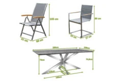 OUTFLEXX Esstischgarnitur, Silber/taupe, Edelstahl/Granit/Textil, 200x100 Cm, 4 Freischwinger, 2 Multipos, Padded, Armlehnen Aus FSC-Teak -Ausgewählte Gartenmöbelgeschäfte 22794 05.jpg