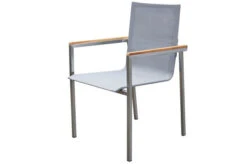 OUTFLEXX Esstischgarnitur, Silber/taupe, Edelstahl/Granit/Textil, 200x100 Cm, 6 Stapelsessel, Armlehnen Aus FSC-Teak -Ausgewählte Gartenmöbelgeschäfte 22795 03.jpg