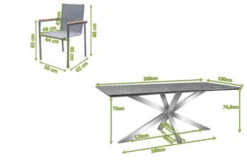 OUTFLEXX Esstischgarnitur, Silber/taupe, Edelstahl/Granit/Textil, 200x100 Cm, 6 Stapelsessel, Armlehnen Aus FSC-Teak -Ausgewählte Gartenmöbelgeschäfte 22795 05.jpg