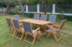 OUTFLEXX Sitzgruppe, Natur/grau, Akazie/Textilene, Ausziehtisch 180/240 X 100 Cm, 8 Multipo 5-fach