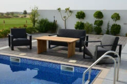 OUTFLEXX Loungemöbel, Sooty, Alu/Sunbrella/recyceltes Teakholz, 4 Personen, Loungetisch 160x90 Cm