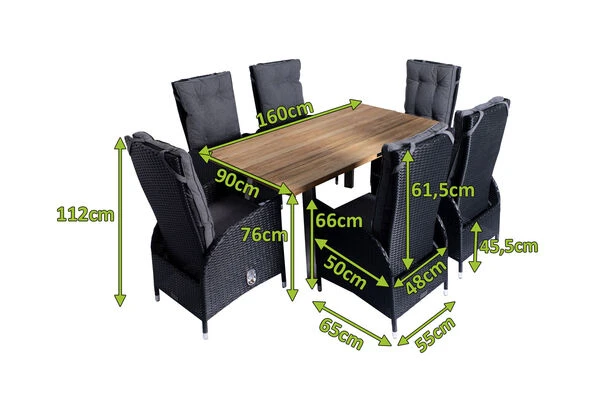 OUTFLEXX Esstischgarnitur, Edelstahl/Teakholz, Tisch 160x90cm, 6 Hochlehner, A-Gestell 7 OUTFLEXX Esstischgarnitur, Edelstahl/Teakholz, Tisch 160x90cm, 6 Hochlehner, A-Gestell – Bild 5