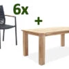 OUTFLEXX Theo Esstischgarnitur, Anthrazit/natur, Alu/Rope/FSC®/SLVK-Teakholz, Tisch 180x90 Cm, 6x Dining Sessel