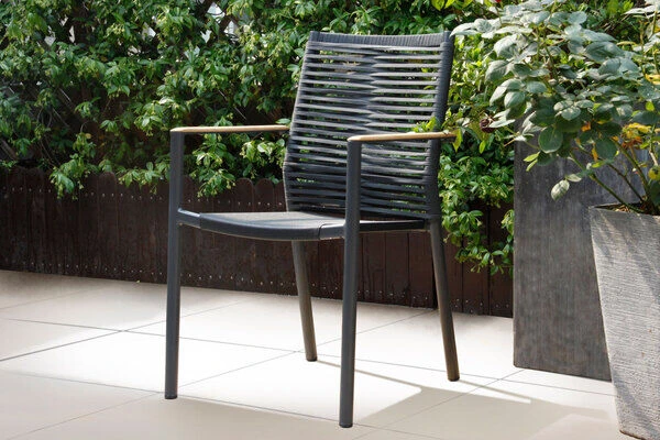 OUTFLEXX Theo Esstischgarnitur, Anthrazit/natur, Alu/Rope/FSC®/SLVK-Teakholz, Tisch 180x90 Cm, 6x Dining Sessel 6 OUTFLEXX Theo Esstischgarnitur, Anthrazit/natur, Alu/Rope/FSC®/SLVK-Teakholz, Tisch 180x90 Cm, 6x Dining Sessel – Bild 4