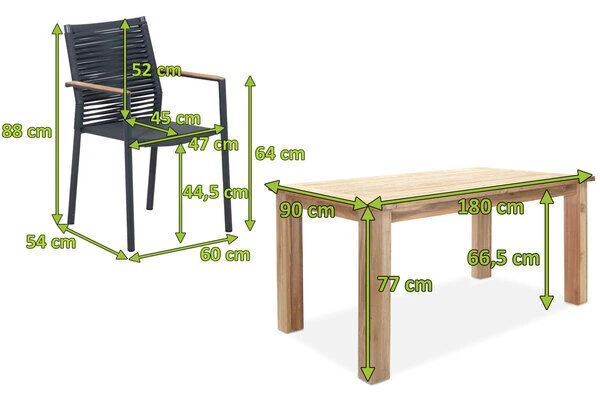 OUTFLEXX Theo Esstischgarnitur, Anthrazit/natur, Alu/Rope/FSC®/SLVK-Teakholz, Tisch 180x90 Cm, 6x Dining Sessel 7 OUTFLEXX Theo Esstischgarnitur, Anthrazit/natur, Alu/Rope/FSC®/SLVK-Teakholz, Tisch 180x90 Cm, 6x Dining Sessel – Bild 5