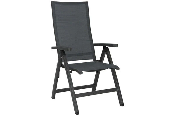 STERN New Top Esstischgarnitur, Anthrazit, Alu / Glas / Textil, Tisch 180/240x100cm, 4 Stapel-, 2 Klappsessel 3 STERN New Top Esstischgarnitur, Anthrazit, Alu / Glas / Textil, Tisch 180/240x100cm, 4 Stapel-, 2 Klappsessel – Bild 2