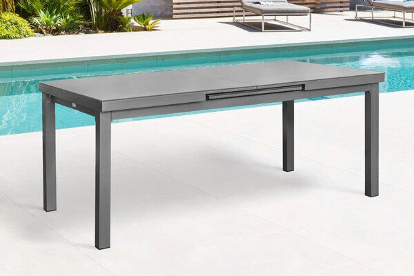 STERN New Top Esstischgarnitur, Graphit, Alu / Glas / Textil, Tisch 180/240x100cm, 6 Klappsessel 5 STERN New Top Esstischgarnitur, Graphit, Alu / Glas / Textil, Tisch 180/240x100cm, 6 Klappsessel – Bild 3