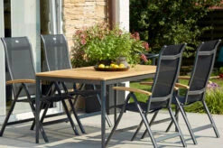 HARTMAN Silencio / Alice Sitzgruppe, Xerix/natur, Alu/Teak, 4x4 Textilen, 4 Multipositionssessel, 160/220x90cm, FSC-Teak Armlehnen