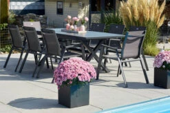 HARTMAN Xanadu / Aruba Sitzgruppe, Xerix, Alu/Textilene/Glaskeramik, 8 Stapelsessel, 160/220x100cm