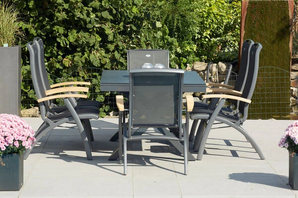 HARTMAN Xanadu / Da Vinci Sitzgruppe, Xerix/natur, Alu/Teak/Glaskeramik, 2 Dining Sessel, 6 Multipo, 160/220x100cm, FSC-Teak Armlehnen 3 HARTMAN Xanadu / Da Vinci Sitzgruppe, Xerix/natur, Alu/Teak/Glaskeramik, 2 Dining Sessel, 6 Multipo, 160/220x100cm, FSC-Teak Armlehnen