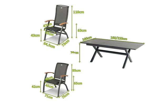 HARTMAN Xanadu / Da Vinci Sitzgruppe, Xerix/natur, Alu/Teak/Glaskeramik, 2 Dining Sessel, 6 Multipo, 160/220x100cm, FSC-Teak Armlehnen 7 HARTMAN Xanadu / Da Vinci Sitzgruppe, Xerix/natur, Alu/Teak/Glaskeramik, 2 Dining Sessel, 6 Multipo, 160/220x100cm, FSC-Teak Armlehnen – Bild 5