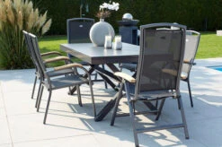 HARTMAN Xanadu / Raffaelo Sitzgruppe, Xerix/natur, Alu/Teak/Glaskeramik, 4 Dining Sessel, 2 Multipo, 160/220x100cm, FSC-Teak Armlehnen