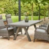 SIENA GARDEN Tirana/Solea Dining Set, Anthrazit/blau, Alu/Gardino®-Geflecht/Keramik, 205-265 X 103 X 76 Cm, Inkl. 4 Diningsessel, Stufenlos Verstellbar