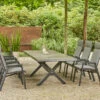 SIENA GARDEN Sincro/Valencia Dining Set, Anthrazit/grau, Alu/Textilgewebe/Keramik, 200-260x103cm, Inkl. 6 Diningsessel, Stufenlos Verstellbar