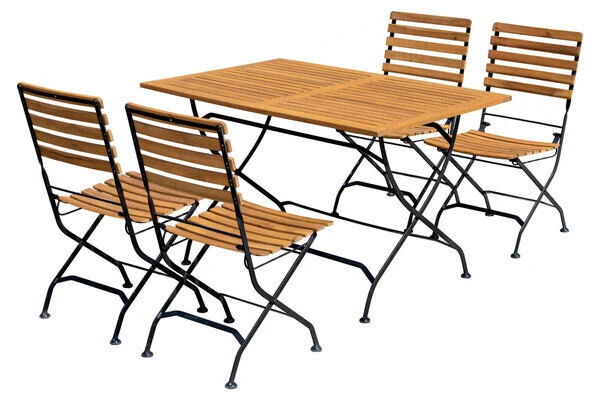 OUTFLEXX Sitzgruppe, Natur/schwarz, Stahl/FSC-Akazienholz, 120x80 Cm, 4 Klappstühle, Pulverbeschichtet, Verzinkt 3 OUTFLEXX Sitzgruppe, Natur/schwarz, Stahl/FSC-Akazienholz, 120x80 Cm, 4 Klappstühle, Pulverbeschichtet, Verzinkt