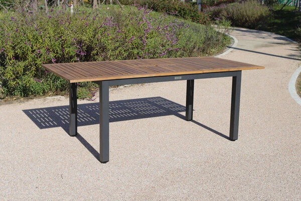 VILLANA Esstischgarnitur, Anthrazit/grau, Alu/ FSC-Akazienholz, Ausziehtisch 150/200 Cm, 4 Multipositionssessel 6 VILLANA Esstischgarnitur, Anthrazit/grau, Alu/ FSC-Akazienholz, Ausziehtisch 150/200 Cm, 4 Multipositionssessel – Bild 4