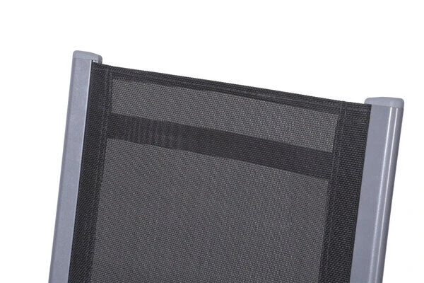 KETTLER Cubic Esstischgarnitur, Silber/anthrazit/grau, Alu/Textilene, Tisch 160x90 Cm, 6 Stapelsessel 6 KETTLER Cubic Esstischgarnitur, Silber/anthrazit/grau, Alu/Textilene, Tisch 160x90 Cm, 6 Stapelsessel – Bild 4