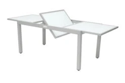 VILLANA Ausziehtisch, Silber/weiß, Alu/Sicherheitsglas, 160/220x90 Cm, Flügelmechanismus -Ausgewählte Gartenmöbelgeschäfte 2 13395 2.jpg