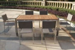 OUTFLEXX Sitzgruppe, Taupe, Edelstahl/Teak, Esstisch 180 X 90 Cm, 6 Stapelstühle Gepolstert -Ausgewählte Gartenmöbelgeschäfte 2 14192.jpg