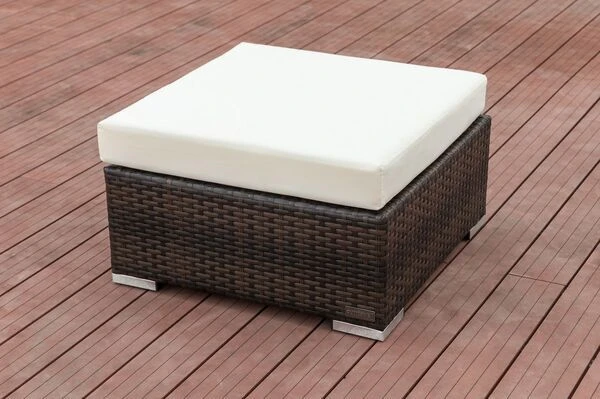 OUTFLEXX Beistelltisch/Hocker, Braun Marmoriert, Polyrattan, 70x70x30cm, Inkl. Glasplatte Und Polster 4 OUTFLEXX Beistelltisch/Hocker, Braun Marmoriert, Polyrattan, 70x70x30cm, Inkl. Glasplatte Und Polster – Bild 2