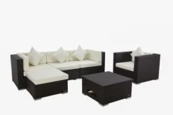OUTFLEXX Loungemöbel-Set, Braun, Polyrattan, Für 5 Personen, Inkl. Loungetisch, Wasserfeste Kissenbox -Ausgewählte Gartenmöbelgeschäfte 2 1713 BOX D.jpg