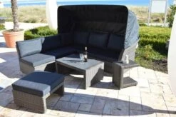Ploß Rocking Loungeset, Grau/braun-meliert, Polyrattan, 5-6 Personen, Inkl. Sonnendach