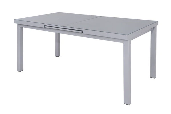 OUTFLEXX Premium Ausziehtisch, Silber/grau, Alu/Glas, 180/240x100cm, Automatischer Ausziehmechanismus 4 OUTFLEXX Premium Ausziehtisch, Silber/grau, Alu/Glas, 180/240x100cm, Automatischer Ausziehmechanismus – Bild 2