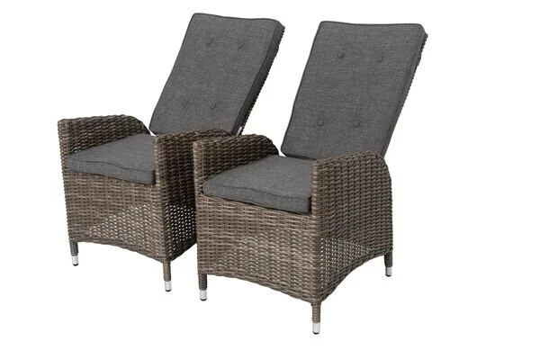 OUTFLEXX 2er Set Dining Sessel, Grau, Polyrattan, Je 55 X 65 X 112 Cm, Rücken Stufenlos Verstellbar 3 OUTFLEXX 2er Set Dining Sessel, Grau, Polyrattan, Je 55 X 65 X 112 Cm, Rücken Stufenlos Verstellbar