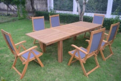 OUTFLEXX Esstischgarnitur, Natur/grau, FSC-Akazie/Textilene, Tisch 180/220/260 X 100 Cm, 6 Klappstühle, Ausziehbar -Ausgewählte Gartenmöbelgeschäfte 2 20650.jpg