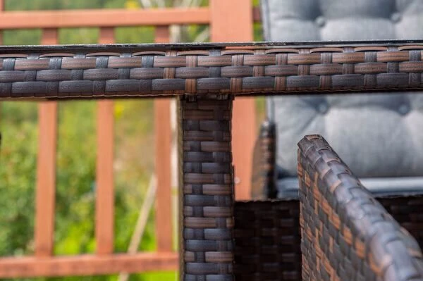 OUTFLEXX Dining Tisch, Braun Marmoriert, Polyrattan, 220 X 100 Cm, Tischplatte Spraystone, 6mm 4 OUTFLEXX Dining Tisch, Braun Marmoriert, Polyrattan, 220 X 100 Cm, Tischplatte Spraystone, 6mm – Bild 2