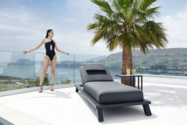 OUTFLEXX Blain Loungeliege, Sooty 3758, Alu/Sunbrella, 222 X 90 X 38 Cm, Rückenlehne Verstellbar 4 OUTFLEXX Blain Loungeliege, Sooty 3758, Alu/Sunbrella, 222 X 90 X 38 Cm, Rückenlehne Verstellbar – Bild 2