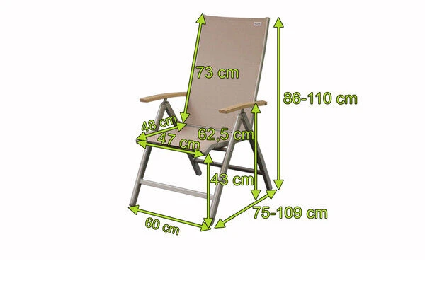 DOPPLER Expert Multipositionssessel, Silber/beige, Alu/Textilene, 75x60x110 Cm, Klappbar 4 DOPPLER Expert Multipositionssessel, Silber/beige, Alu/Textilene, 75x60x110 Cm, Klappbar – Bild 2