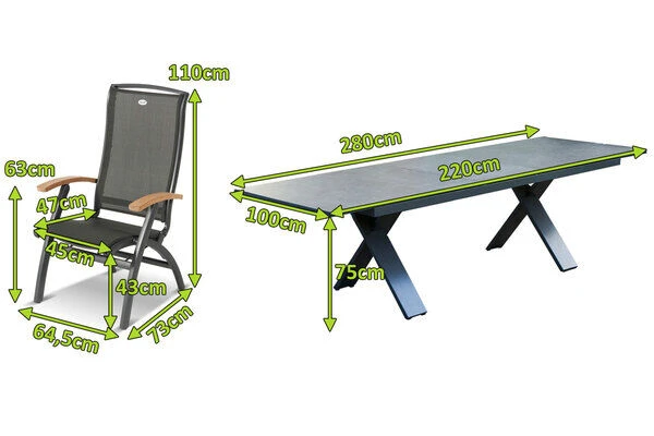 HARTMAN Sondermodell Xanadu / Da Vinci Sitzgruppe, Xerix/anthrazit, Alu/Glaskeramik, 10 Multipos, 220/280x100cm 4 HARTMAN Sondermodell Xanadu / Da Vinci Sitzgruppe, Xerix/anthrazit, Alu/Glaskeramik, 10 Multipos, 220/280x100cm – Bild 2